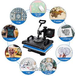 8 IN1 Heat Press Machine 12x15 Sublimation Transfer T-Shirt Mug Plate Hat New