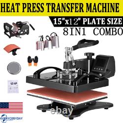 8 IN 1 15X12 Heat Press T-Shirt Printing Machine Digital Transfer Mug Hat Cap