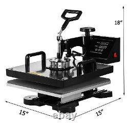 8 IN 1 15X15 Heat Press Machine Digital Transfer For T-Shirt Mug Hat Plate Cap