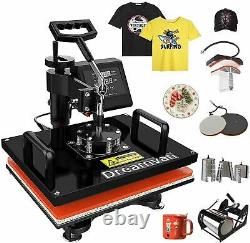 8-IN-1 Combo Heat Press Machine 15x12 Sublimation Transfer T-Shirt Mug Plate-