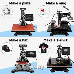 8-IN-1 Combo Heat Press Machine 15x12 Sublimation Transfer T-Shirt Mug Plate, +