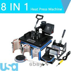 8 IN 1 Heat Press Machine Digital Sublimation Print Transfer T-shirt Mug Cup Hat