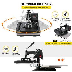 8 In 1 Digital Transfer Sublimation Heat Press Machine T-Shirt Mug Plate 1250W