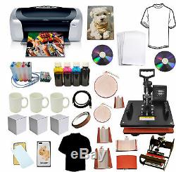 8 in1Heat Press, Epson Printer, CISS, Sublimation T-shirts, Mug, Hat, Plate, Ink Refils