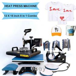 8 in1 Combo Heat Press Machine Digital Transfer Printing T-shirt Mug Hat 12X15