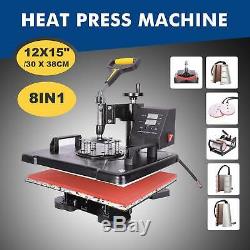 8 in 1 1215 Digital Transfer Sublimation Heat Press Machine for Mug Hat T-Shirt