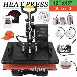 8 in 1 Heat Press Machine 12X15 Swing Away Transfer Sublimation T-Shirt Mug Hat