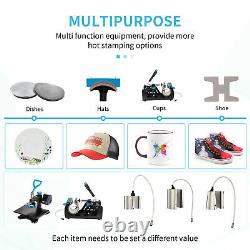 8 in 1 Heat Press Machine 12X15 Swing Away Transfer Sublimation T-Shirt Mug Hat