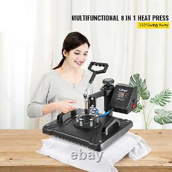 8 in 1 Heat Press Machine 12x15 Digital Transfer T-shirts Mug Hat Plate Cap