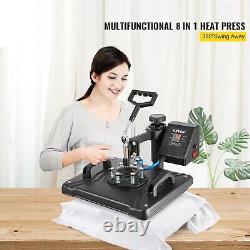 8 in 1 Heat Press Machine 12x15 Digital Transfer T-shirts Mug Hat Plate Cap