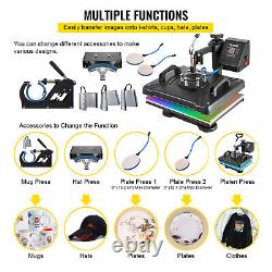 8 in 1 Heat Press Machine 12x15 Digital Transfer T-shirts Mug Hat Plate Cap