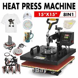 8 in 1 Heat Press Machine 15 x 15 Digital Sublimation T-shirt Mug Plate Hat