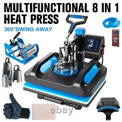 8 in 1 Heat Press Machine 15x12 Sublimation Printing For T-Shirt Mug Hat Plate