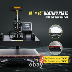 8 in 1 Heat Press Machine 15x15in Heat Pad 360 Swivel w Transfer Paper T Shirt