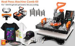 8-in-1 Heat Press Machine 360-Degree Swing Away Printing Transfer T-Shirt & Hat