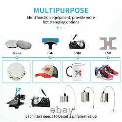 8 in 1 Heat Press Machine Digital Sublimation Swing Away T-Shirt /Plate Hat/Mug