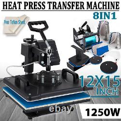 8 in 1 Heat Press Machine Digital Transfer Sublimation T-Shirt Mug Hat Plate Cap