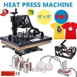 8 in 1 Heat Press Machine For T-Shirt 15 x15 Combo Kit Sublimation Swing AwayR