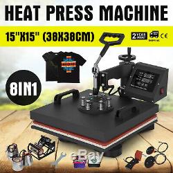 8 in 1 Heat Press Machine For T-Shirts 15x15 Combo Kit Sublimation Swing away
