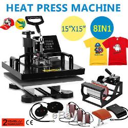 8 in 1 Heat Press Machine For T-Shirt 15"x15" Combo Kit Sublimation Swing Away_A 