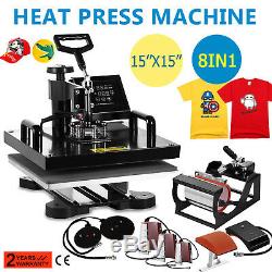 8 in 1 Heat Press Machine For T-Shirts 15x15 Combo Kit Sublimation Swing away