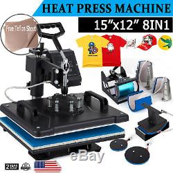 8 in 1 Heat Press Machine Swing Away Digital Sublimation T-Shirt /Mug/Plate Hat