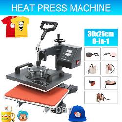 8 in 1 T-Shirt Heat Press Machine 12x10 Transfer Sublimation Mug Hat Plate