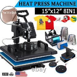 8 in 1 T-Shirt Heat Press Machine Digital Transfer Sublimation Mug Hat Plate Cap