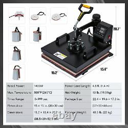 8-in-1 T Shirt Heat Press Machine w 15x15in Heat Pad for Shirts Mugs Plates