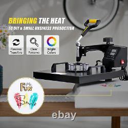 8-in-1 T Shirt Heat Press Machine w 15x15in Heat Pad for Shirts Mugs Plates