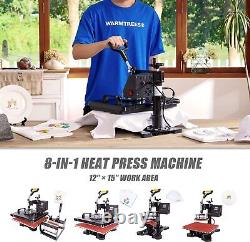 8 in 1 T-Shirt /Mug/Plate Hat Heat Press Machine Swing Away Digital Sublimation