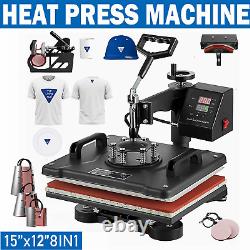 8 in 1 T-shirt Printing Heat Press Machine 15x12 Digital Transfer SWING AWAY