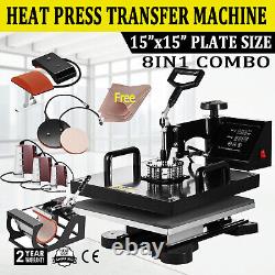 8in1 15x15 Combo Heat Press Machine Sublimation Transfer T-Shirt Mug Plate Hat