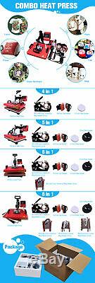 8in1 Digital Transfer Heat Press Machine T-Shirt Mug Hat Sublimation Combo Kits