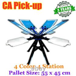 CA Pick 4 Color 4 Station Double Wheel Silk Screen Printing Press Tshirt Printer
