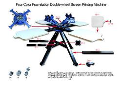 CA Pick 4 Color 4 Station Double Wheel Silk Screen Printing Press Tshirt Printer