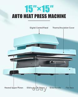 CREWORKS 15x15 Heat Press Machine for T Shirts Auto Release Heats Up Fast Even