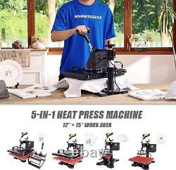 CREWORKS Heat Press Machine 12x15 Inch, T Shirt Transfer Press with 5 in 1