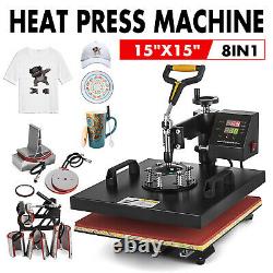 Combo 15x15 T-Shirt Heat Press Transfer Machine 8 IN 1 Sublimation Swing Away
