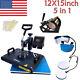 Combo 5 In1 Heat Press Machine 12x15in Swing Away For T-shirt Mug Cup Hat Plate