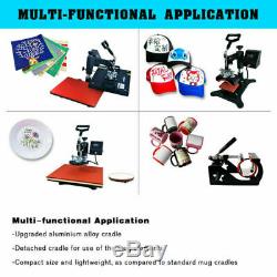 Combo 5 in1 Heat Press Machine 12x15in Swing Away for T-shirt Mug Cup Hat Plate