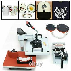 Combo 5in1 Heat Press Sublimation Transfer Machine T-Shirt Plate Time Control US