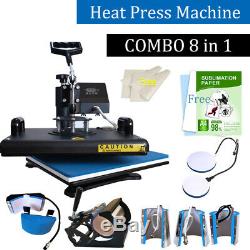 Combo 8in1 Heat Press Machine Digital Transfer Sublimation T-shirt Plate Mug Hat