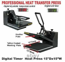 DIGITAL HEAT PRESS 15X15 TRANSFER MACHINE T-SHIRT MAKER+ PRINTER EPSON NO Return