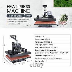DIY Heat Press Machine 360° Swing Away Digital Sublimation T-Shirt Pad 12X15