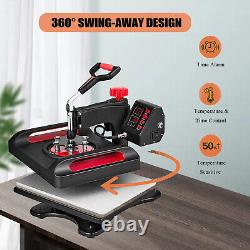 Digital 12x15 Heat Press Machine T-shirt Sublimation Transfer 360 Swing Away