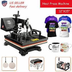 Digital 12x15 Heat Press Machine Transfer Sublimation T-Shirt Mug 5 in 1 New