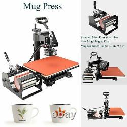 Digital 12x15 Heat Press Machine Transfer Sublimation T-Shirt Mug 5 in 1 New