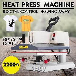 Digital Heat Press Machine 15x15 Sublimation Transfer T-Shirt Cap Mug Printing