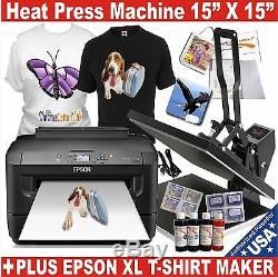 Epson Wf-xl Printer Plus Heat Press Transfer T-shirt Maker Complete Start Kit